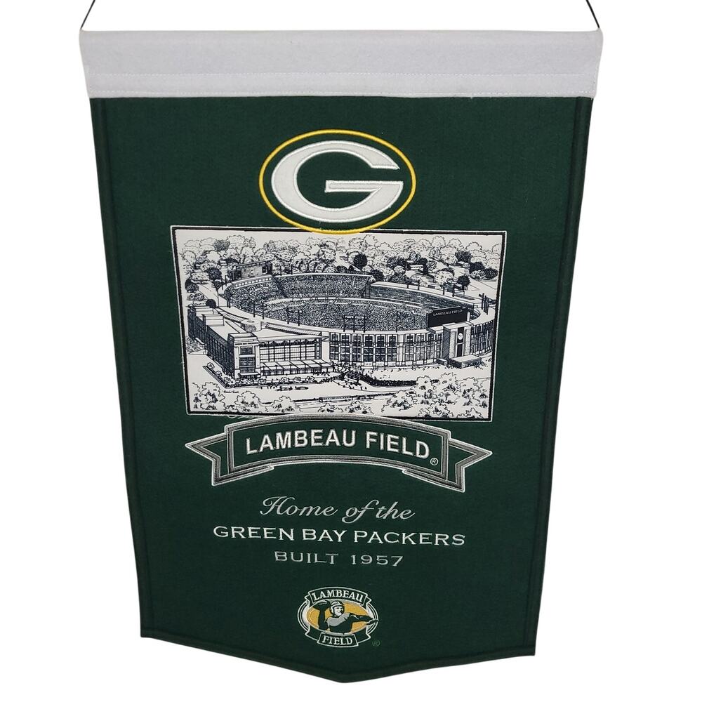 Green Bay Packers Lambeau Field Banner NFL Winning Streak Embroidered Mancave